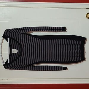 Streetwear Society Knit Black And Grey Striped Long Sleeve Dress US S
